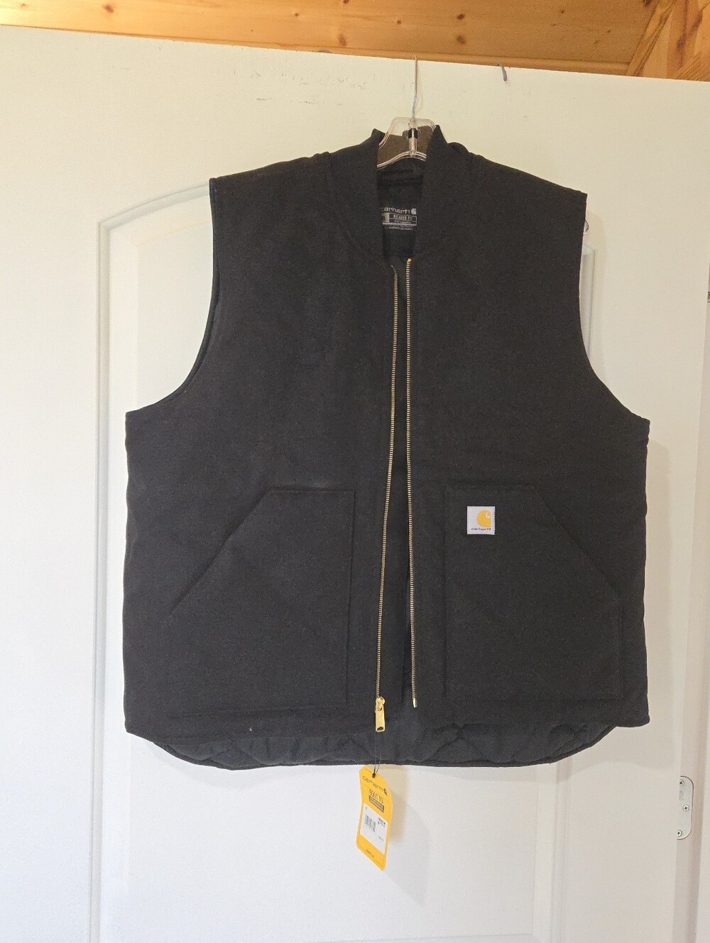 NWT Carhartt Black V01 Firm Duck Insulated Rib Collar Vest, XL, See Description